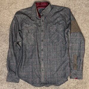 BKE Gray and Red Casual Button Down Shirt